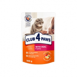 CLUB 4 PAWS PREMIUM DLA DOROSŁYCH KOTÓW Z CIELĘCINĄ 100G